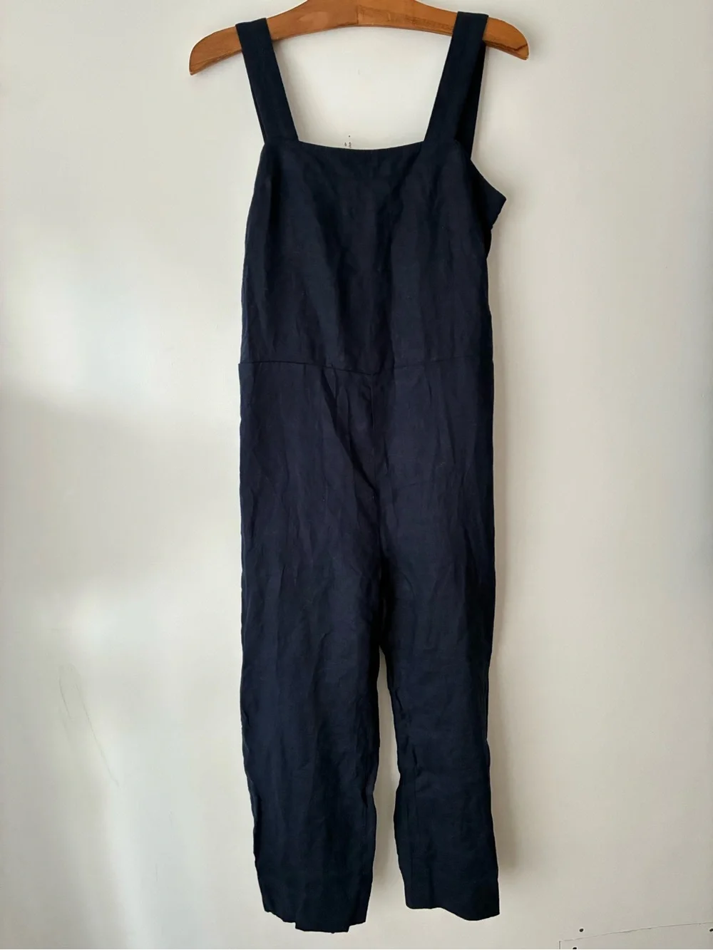 Quince Jumpsuit Women’s Small 100% European Linen Square Neck Jumpsuit Navy